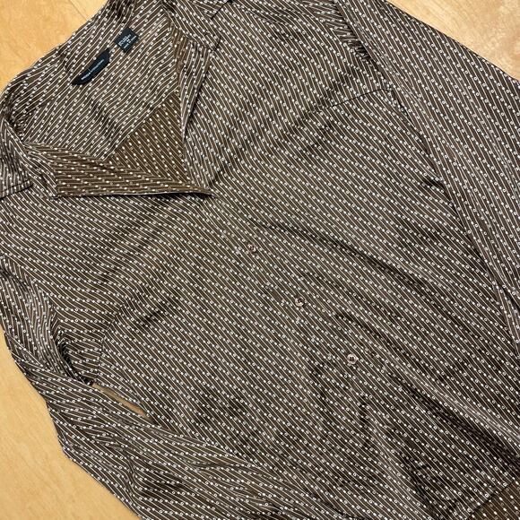 Vintage Women's Moda Disco Medium Brown Long Sleeve Collared Shirt - Picture 4 of 9